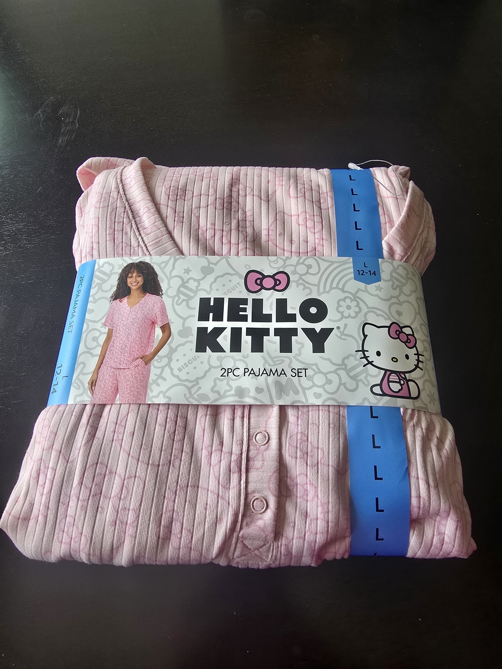Hello Kitty Pink Ribbed 2-Piece Girls Pajama Set